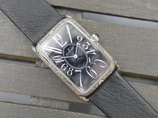 90s vintage watch mens Candino Sterling Silver 925 hand Wind Cal. Peseux ST P 89-21 NOS Franck Muller Style