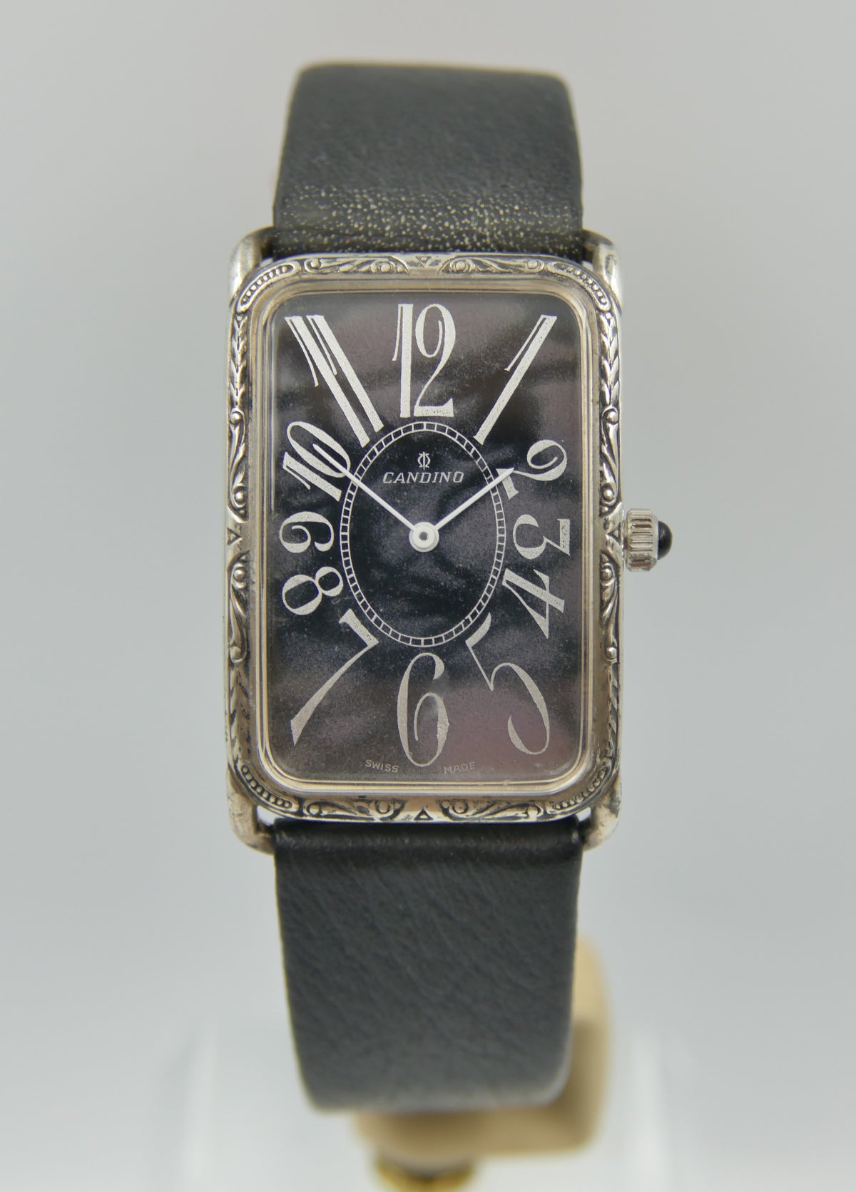 90s vintage watch mens Candino Sterling Silver 925 hand Wind Cal. Peseux ST P 89-21 NOS Franck Muller Style
