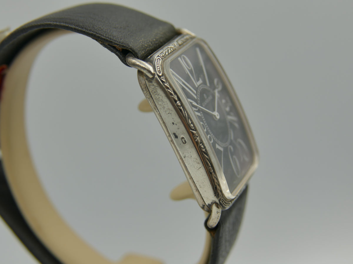 90s vintage watch mens Candino Sterling Silver 925 hand Wind Cal. Peseux ST P 89-21 NOS Franck Muller Style