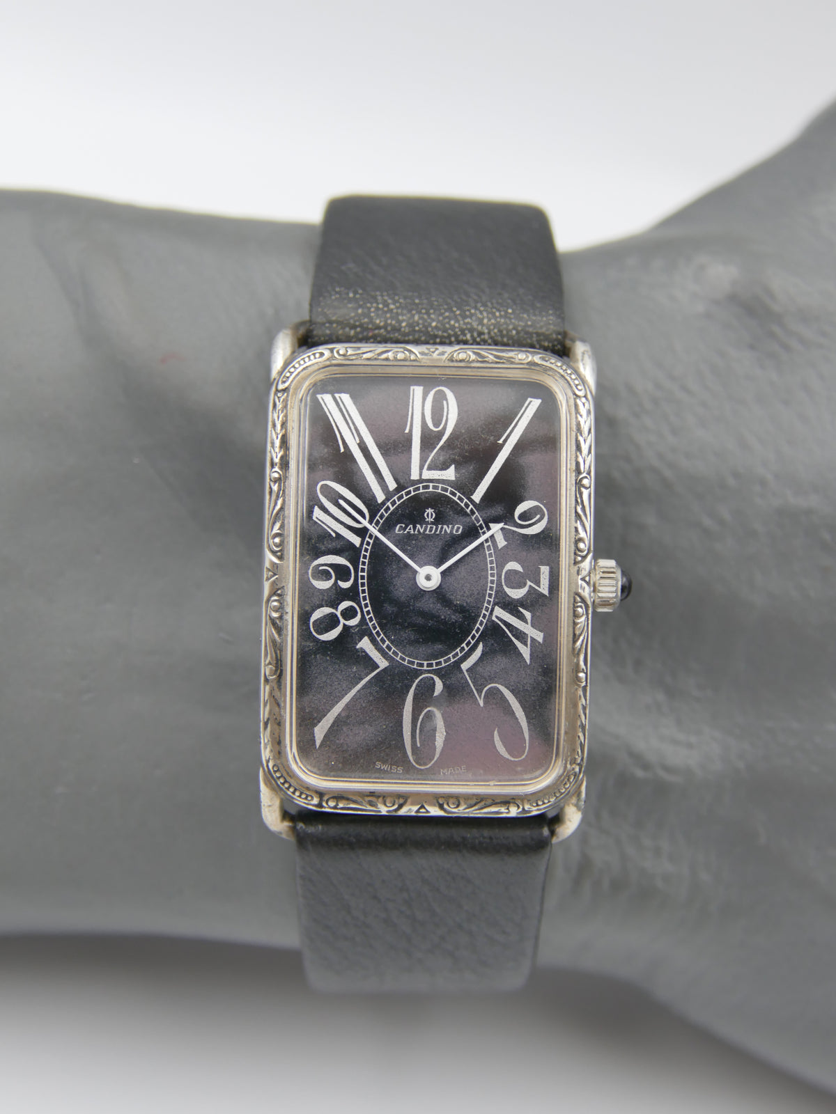 90s vintage watch mens Candino Sterling Silver 925 hand Wind Cal. Peseux ST P 89-21 NOS Franck Muller Style