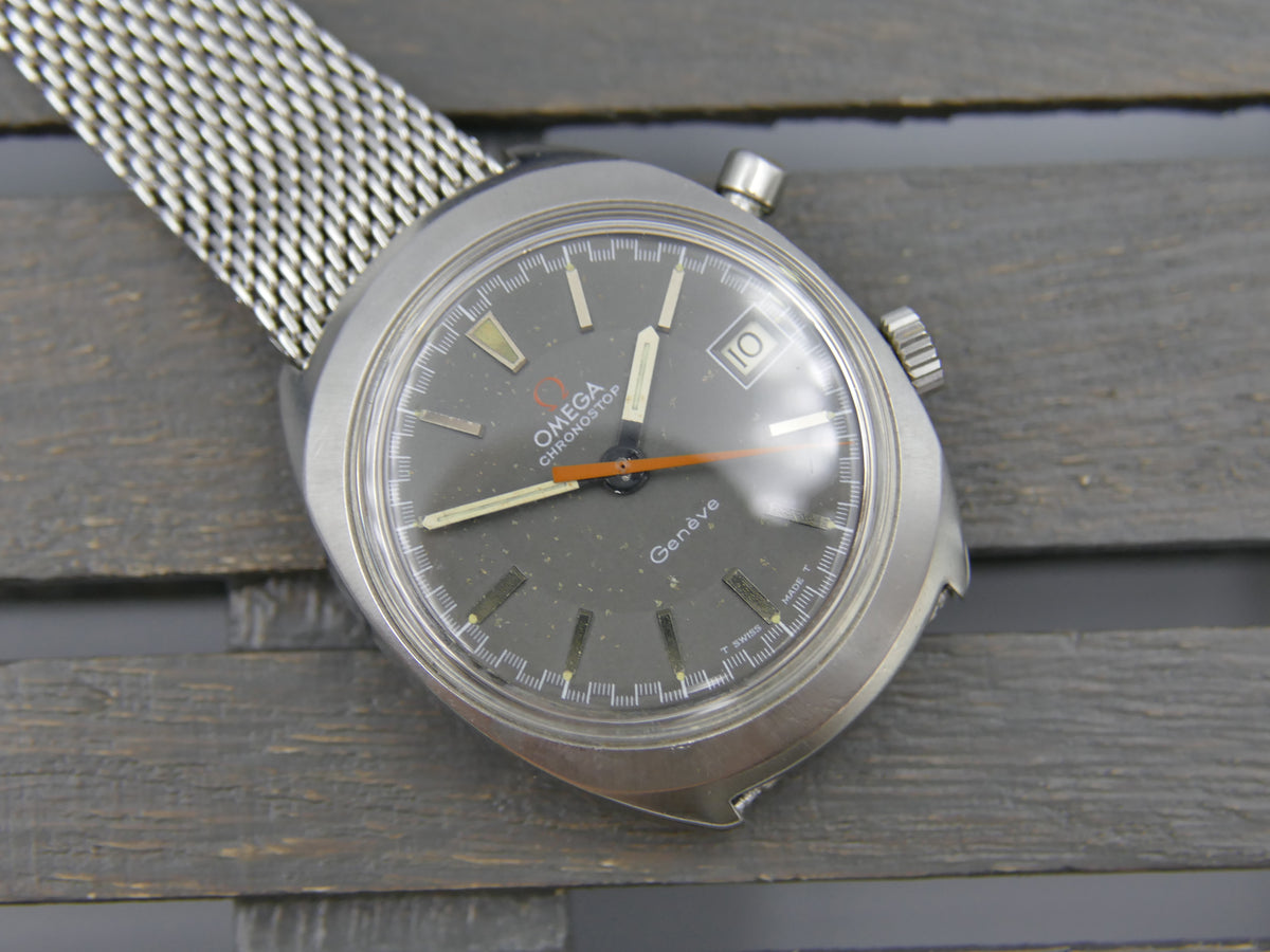 60s Vintage Mens Omega Geneve Chronostop Cal. 920 Ref. 146.009 / 146.010 W/ Olympic Box