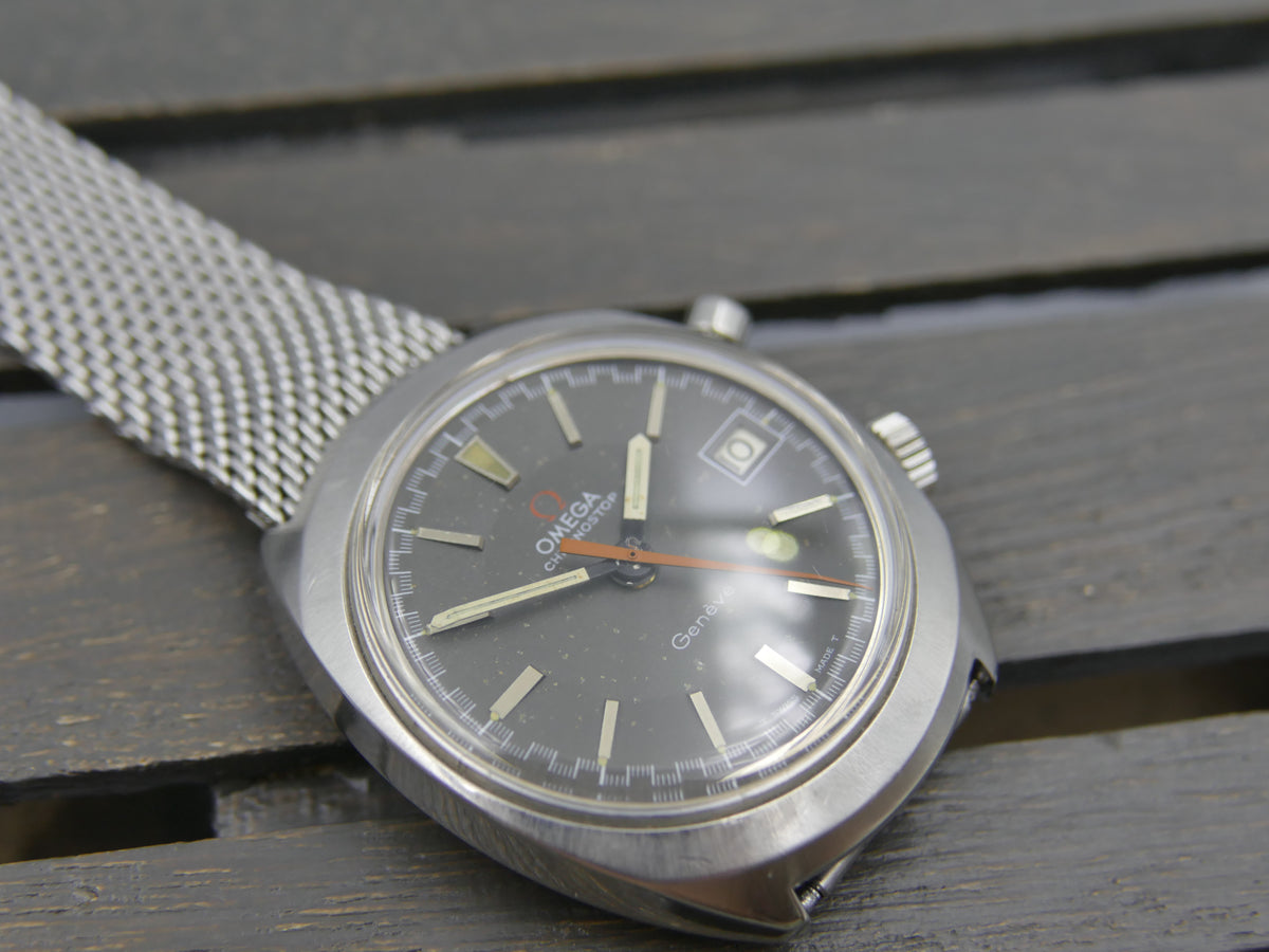 60s Vintage Mens Omega Geneve Chronostop Cal. 920 Ref. 146.009 / 146.010 W/ Olympic Box