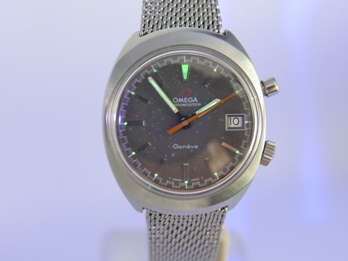 60s Vintage Mens Omega Geneve Chronostop Cal. 920 Ref. 146.009 / 146.010 W/ Olympic Box