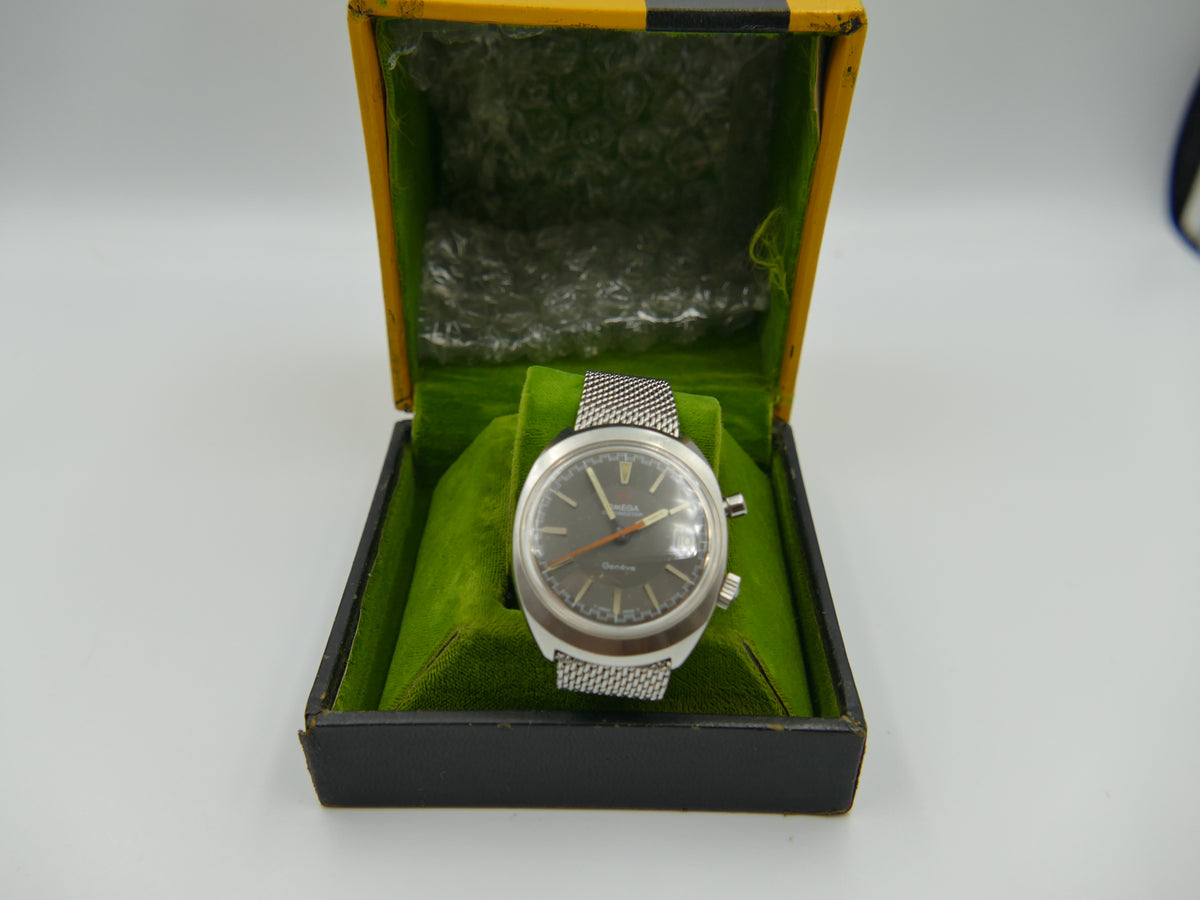 60s Vintage Mens Omega Geneve Chronostop Cal. 920 Ref. 146.009 / 146.010 W/ Olympic Box