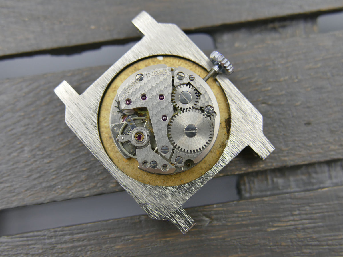 70s vintage watch mens NOS Viscont Tank Manual Wind FHF 36