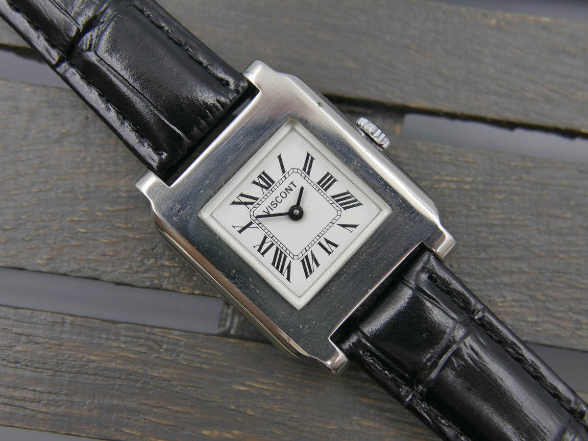 70s vintage watch mens NOS Viscont Tank Manual Wind FHF 36