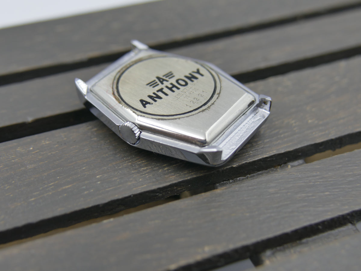 70s vintage watch mens NOS ANTHONY Hexagonal Dark Blue hand wind Unitas 6365N