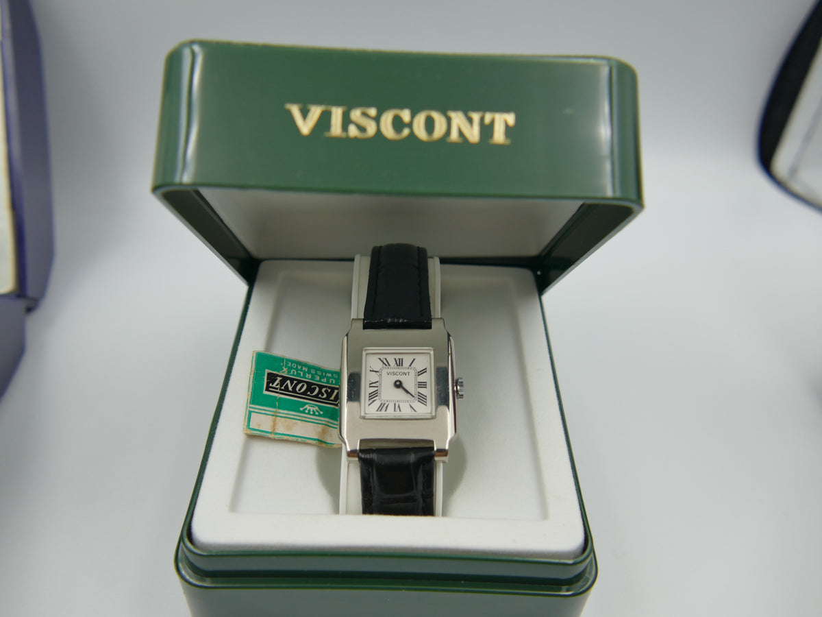 70s vintage watch mens NOS Viscont Tank Manual Wind FHF 36
