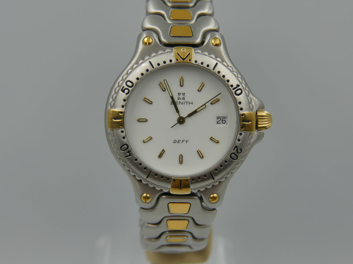90s vintage watch mens Zenith Defy Ref. 59.2000.337 white dial