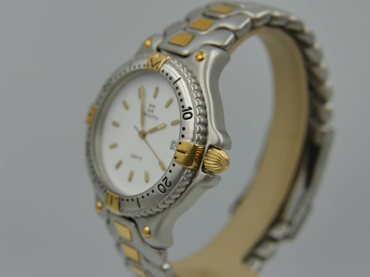 90s vintage watch mens Zenith Defy Ref. 59.2000.337 white dial