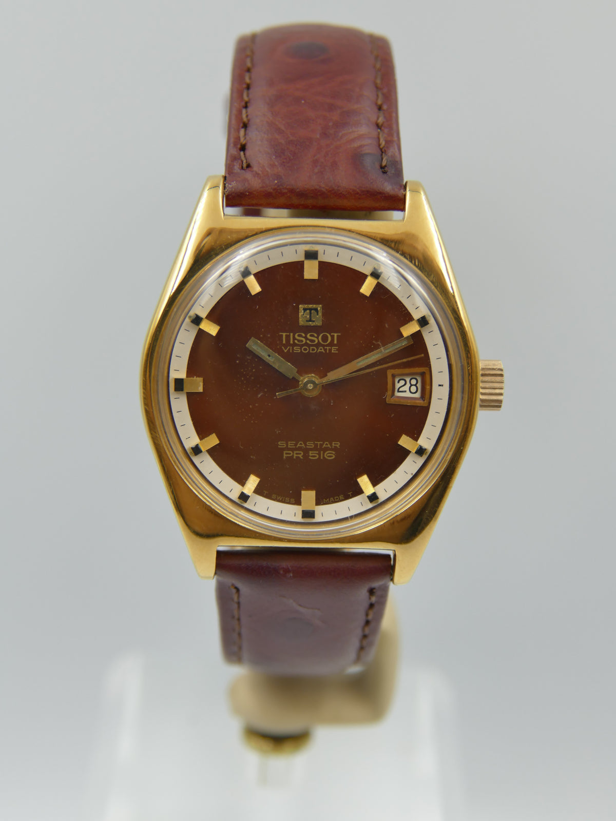 60s vintage watch mens Tissot Seastar PR 516 ref 41516 42516-7X cal 782-1 burgundy dial serviced