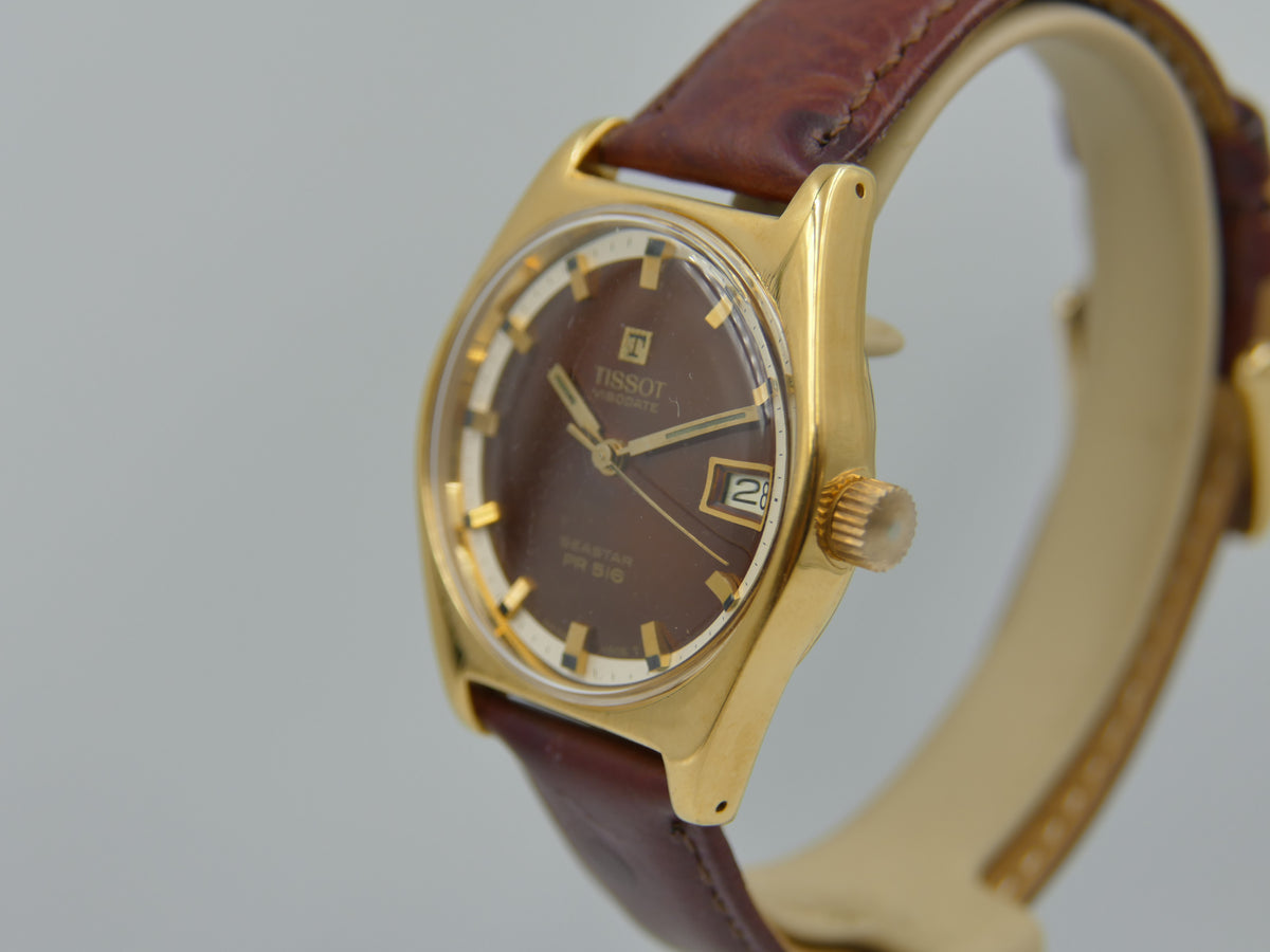 60s vintage watch mens Tissot Seastar PR 516 ref 41516 42516-7X cal 782-1 burgundy dial serviced