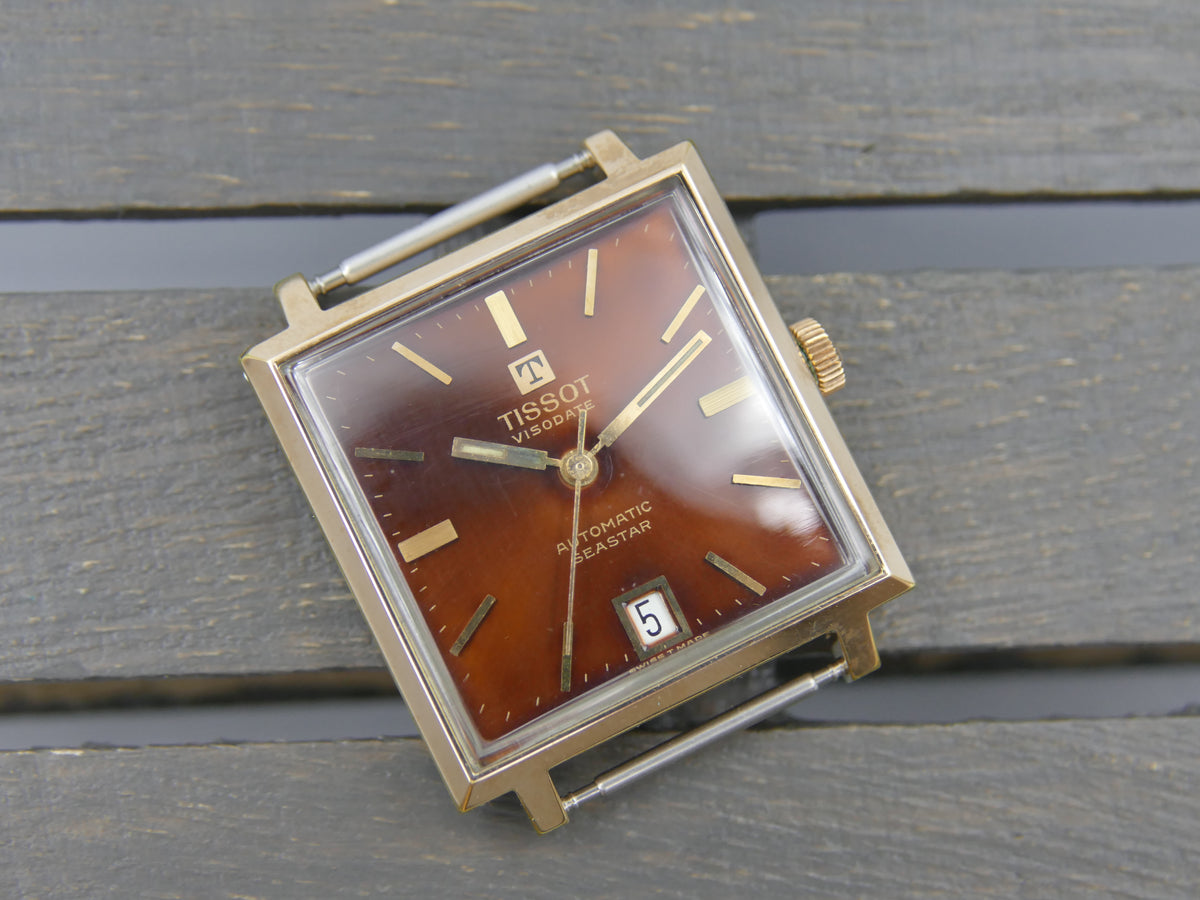 70s vintage watch mens Tissot Visodate Automatic Seastar TV automatic 784 burgundy serviced