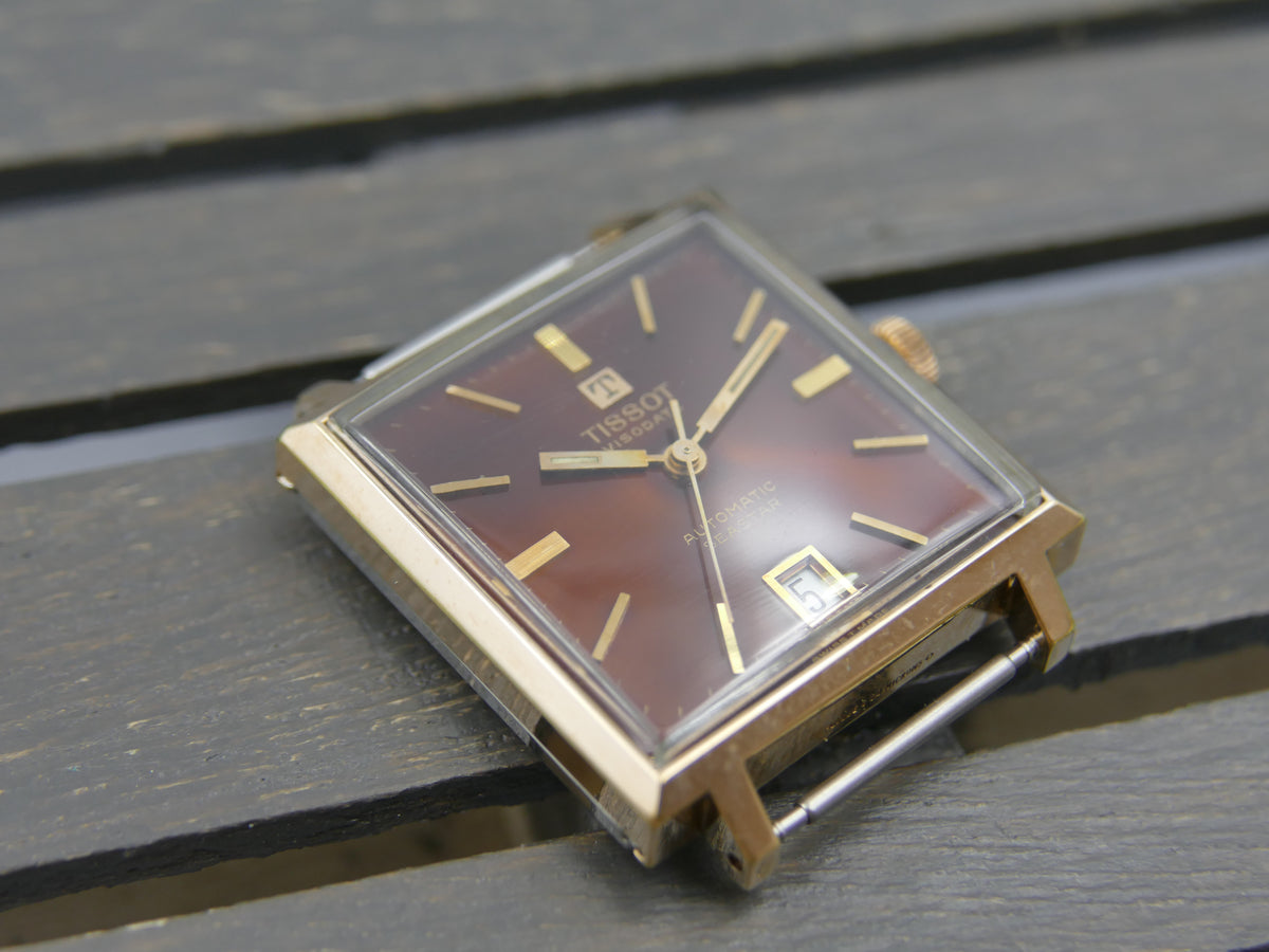 70s vintage watch mens Tissot Visodate Automatic Seastar TV automatic 784 burgundy serviced