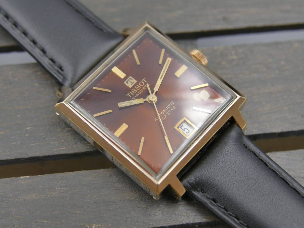 70s vintage watch mens Tissot Visodate Automatic Seastar TV automatic 784 burgundy serviced