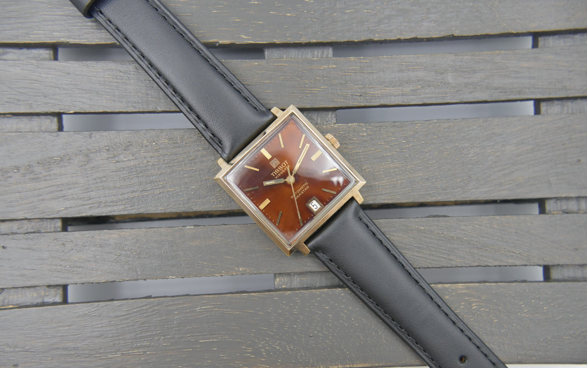 70s vintage watch mens Tissot Visodate Automatic Seastar TV automatic 784 burgundy serviced