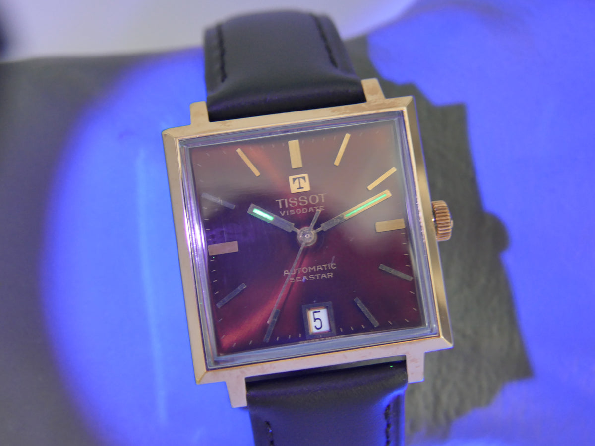 70s vintage watch mens Tissot Visodate Automatic Seastar TV automatic 784 burgundy serviced