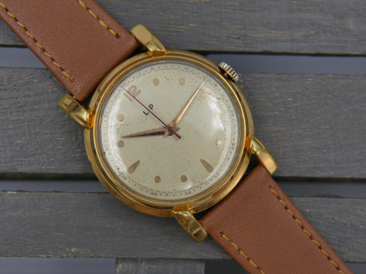 50s vintage watch mens LIP Oversize Jumbo Fancy Lugs 37mm Cal. R25 / 253-465 serviced