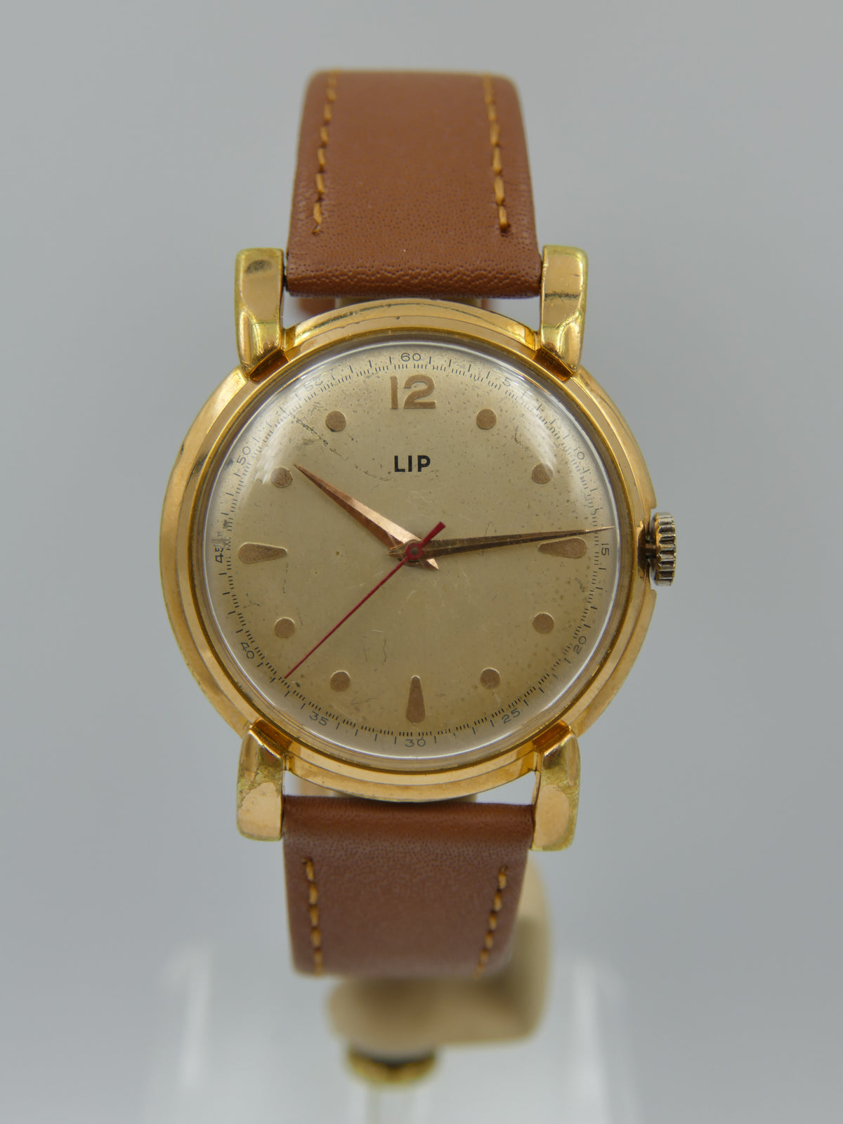 50s vintage watch mens LIP Oversize Jumbo Fancy Lugs 37mm Cal. R25 / 253-465 serviced