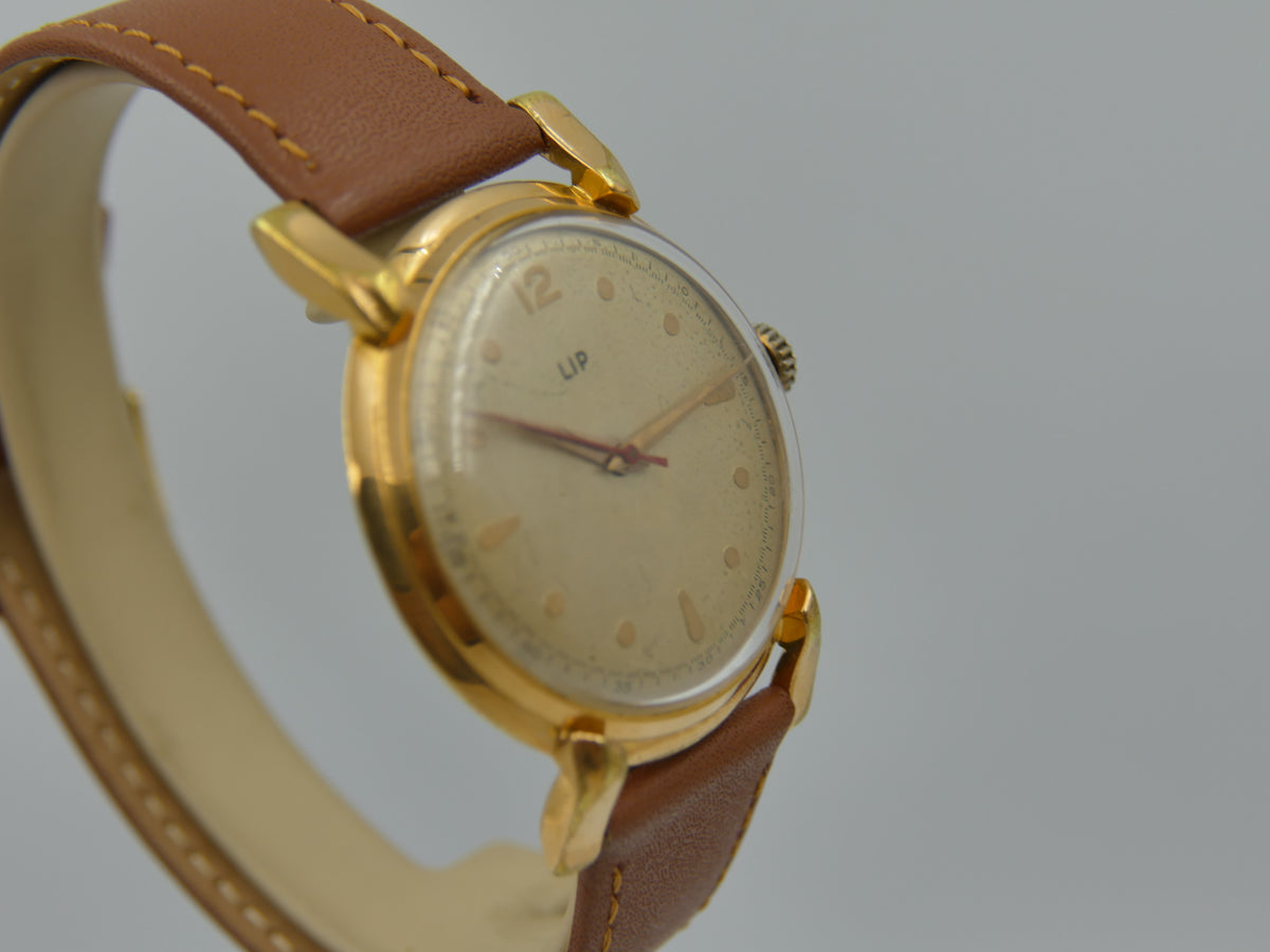 50s vintage watch mens LIP Oversize Jumbo Fancy Lugs 37mm Cal. R25 / 253-465 serviced