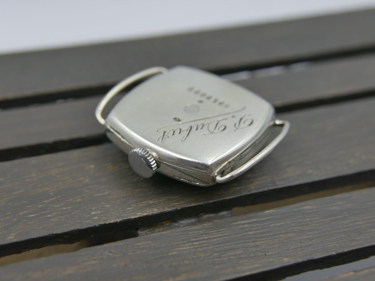 1916 Watch WWI Officer's Omega Trench Solid Silver 0.900 Enamel Dial