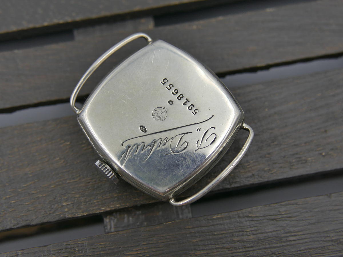 1916 Watch WWI Officer's Omega Trench Solid Silver 0.900 Enamel Dial