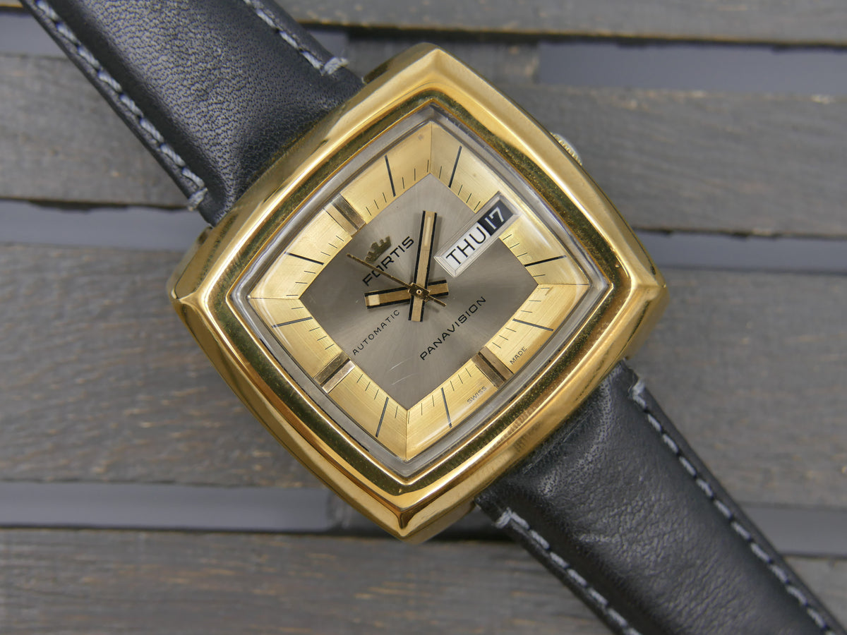 70s vintage watch mens Fortis Panavision ref 6252 TV Automatic AS 1876 Serviced