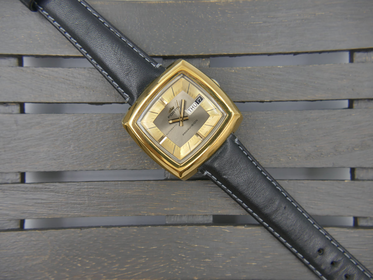 70s vintage watch mens Fortis Panavision ref 6252 TV Automatic AS 1876 Serviced