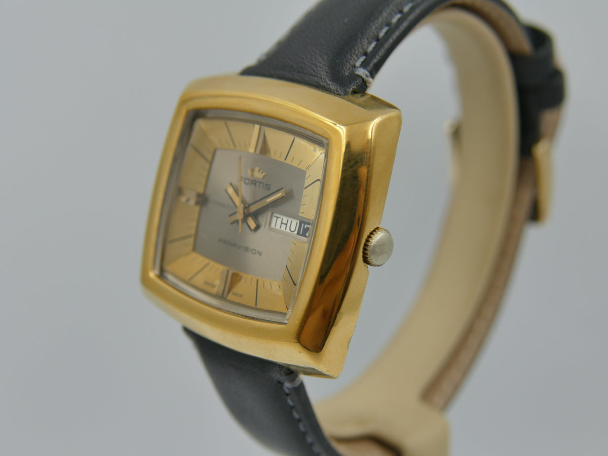 70s vintage watch mens Fortis Panavision ref 6252 TV Automatic AS 1876 Serviced