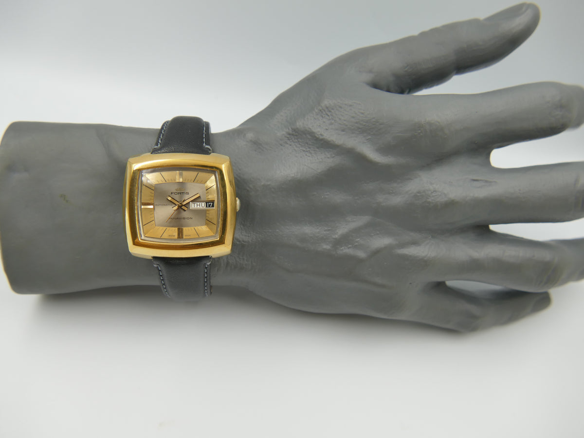 70s vintage watch mens Fortis Panavision ref 6252 TV Automatic AS 1876 Serviced