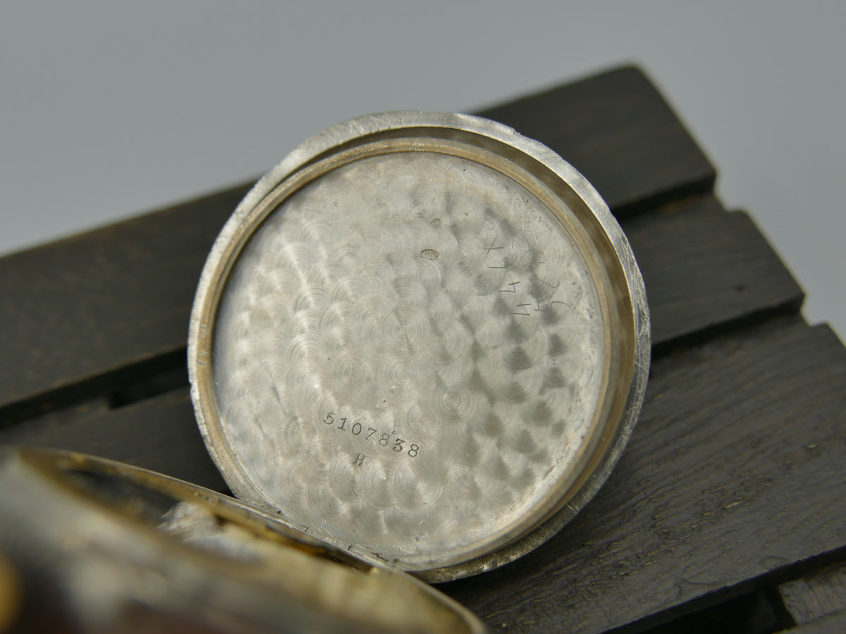 1918 pocket watch Omega Hunter Savonette Solid Silver.800 Engraved Case Enamel Dial - Cal. 18 SPB Serviced